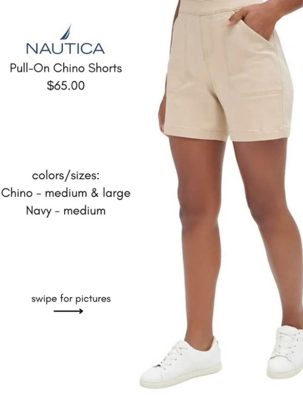 Nautica Chino Pull-On Shorts in Chino Beige